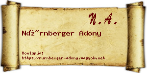 Nürnberger Adony névjegykártya
